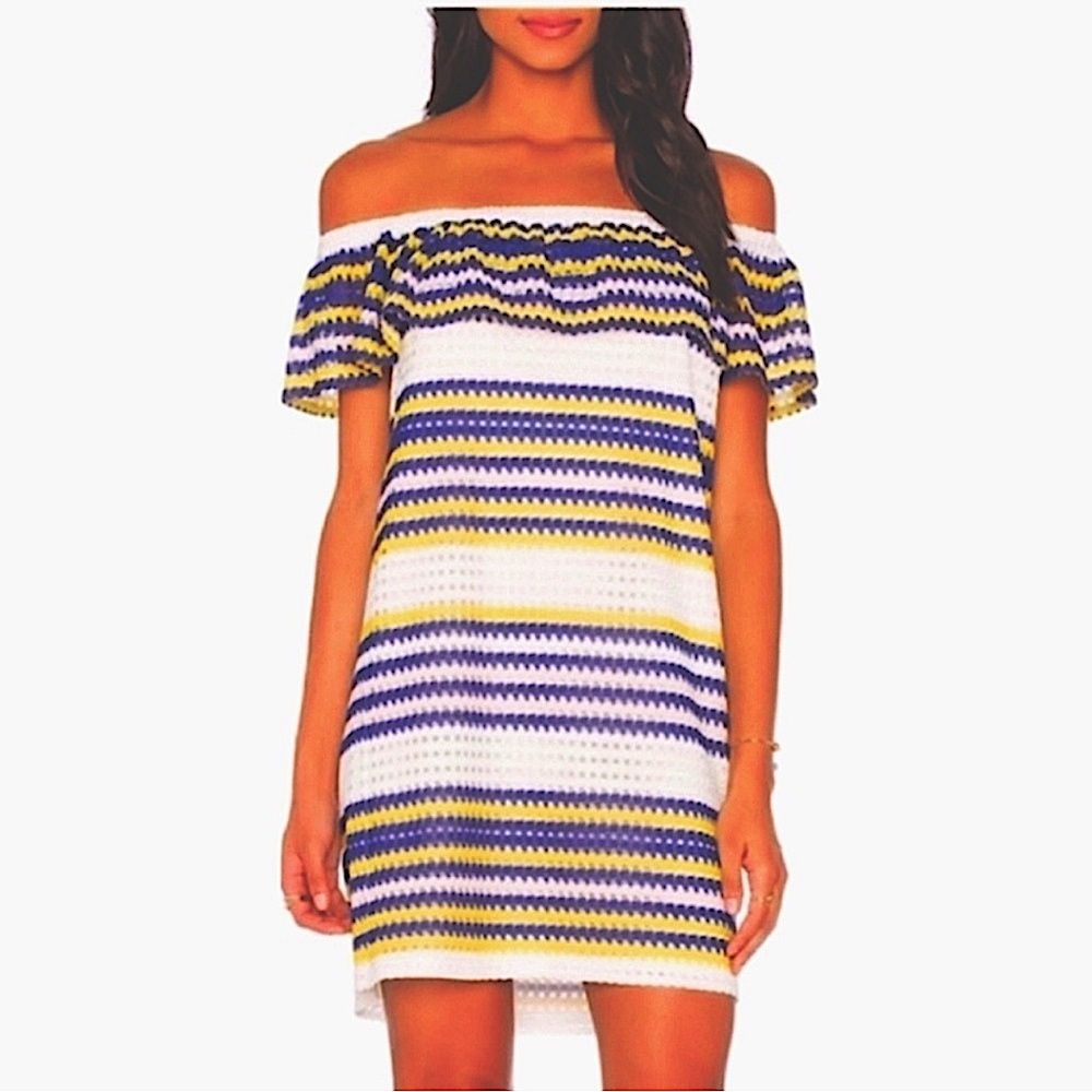 1 State FAR OUT Crochet Off the Shoulder Mini NEW Blueberry Women's Size XXS
